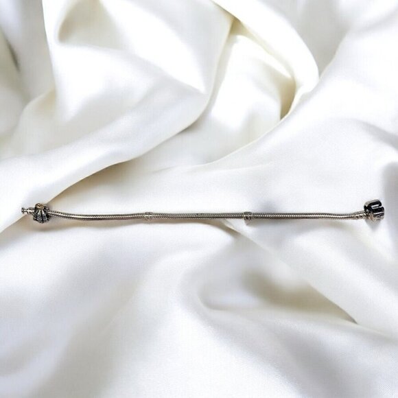 Pandora Christmas Tree Charm & Snake Chain Bracelet Sterling Silver Retired 7.0” - Picture 7 of 7